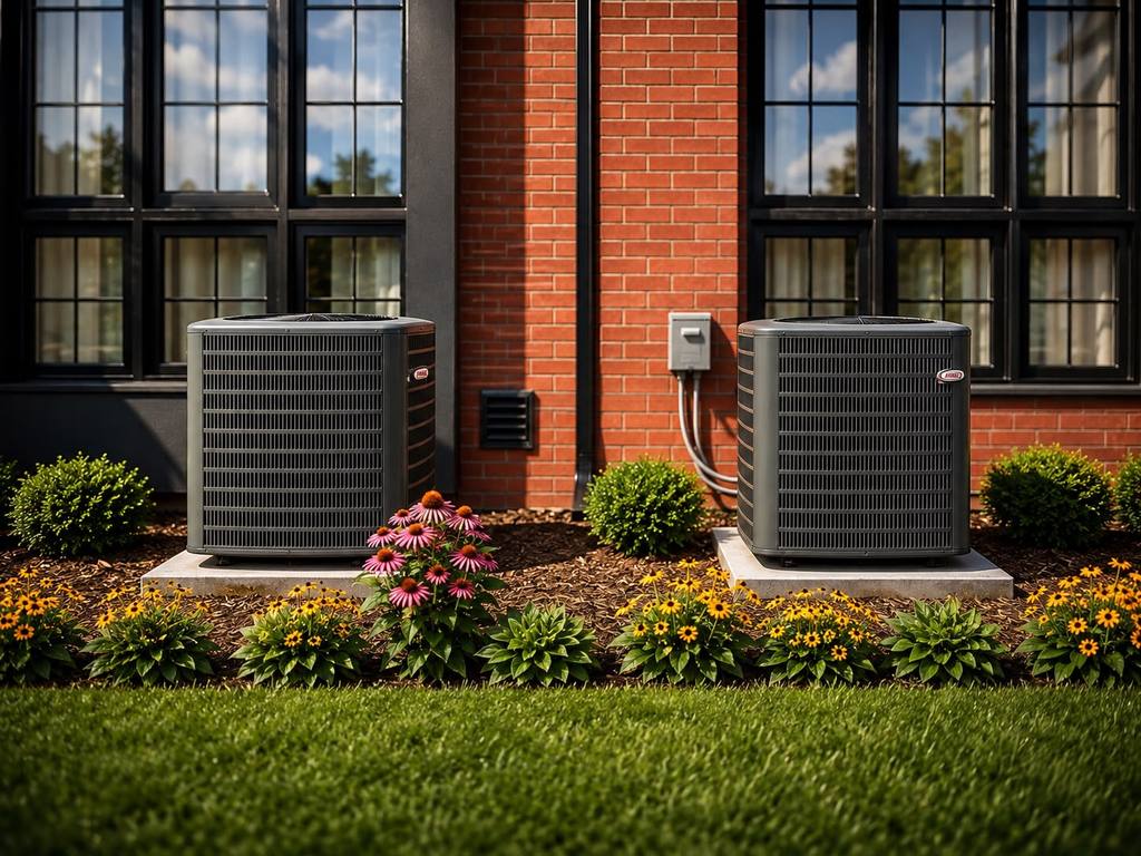 Residential air conditioning units installed by Blue Climate HVAC at a Vaughan home